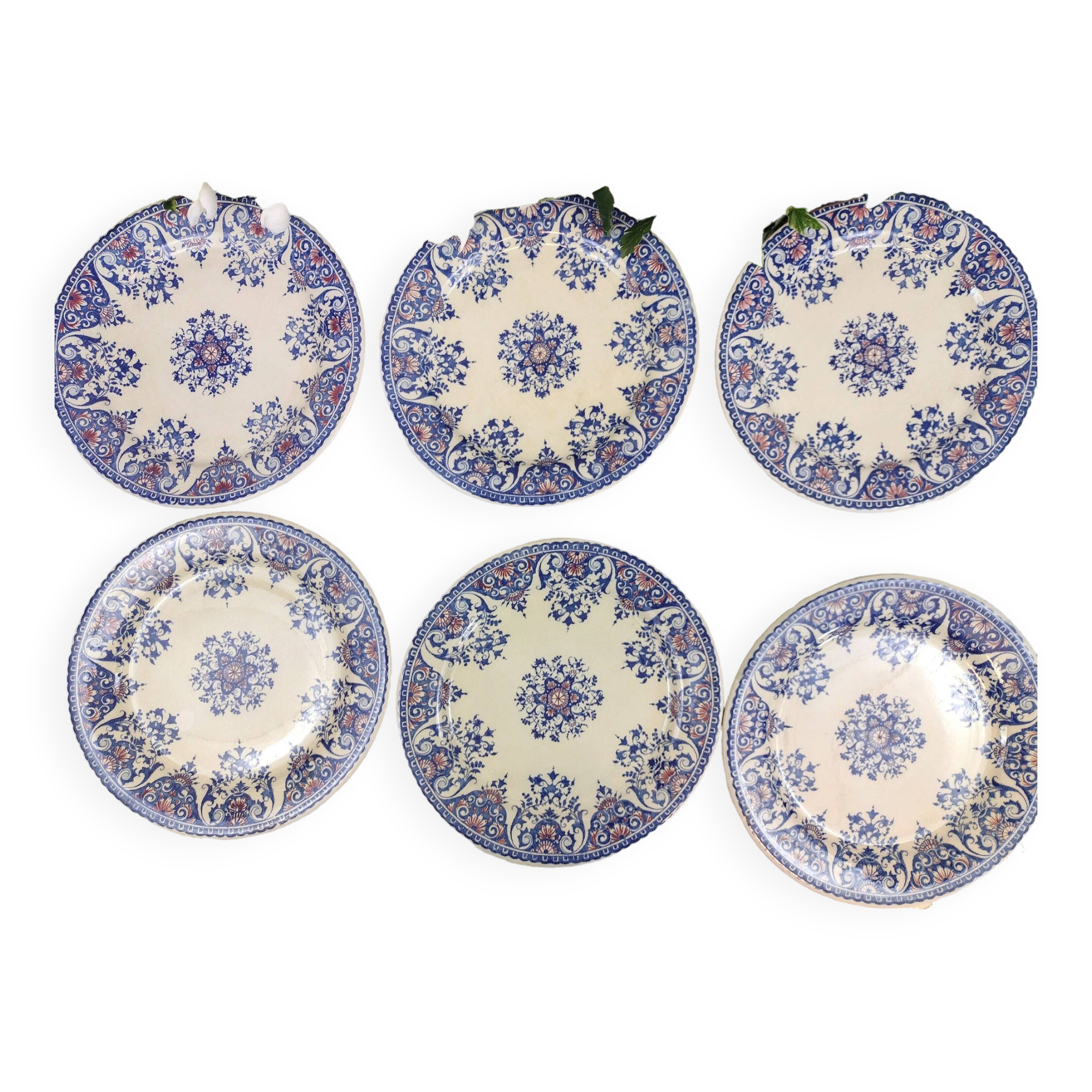 6 Gien Rouen dinner plates