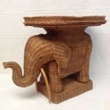 Vintage wicker elephant and rattan table