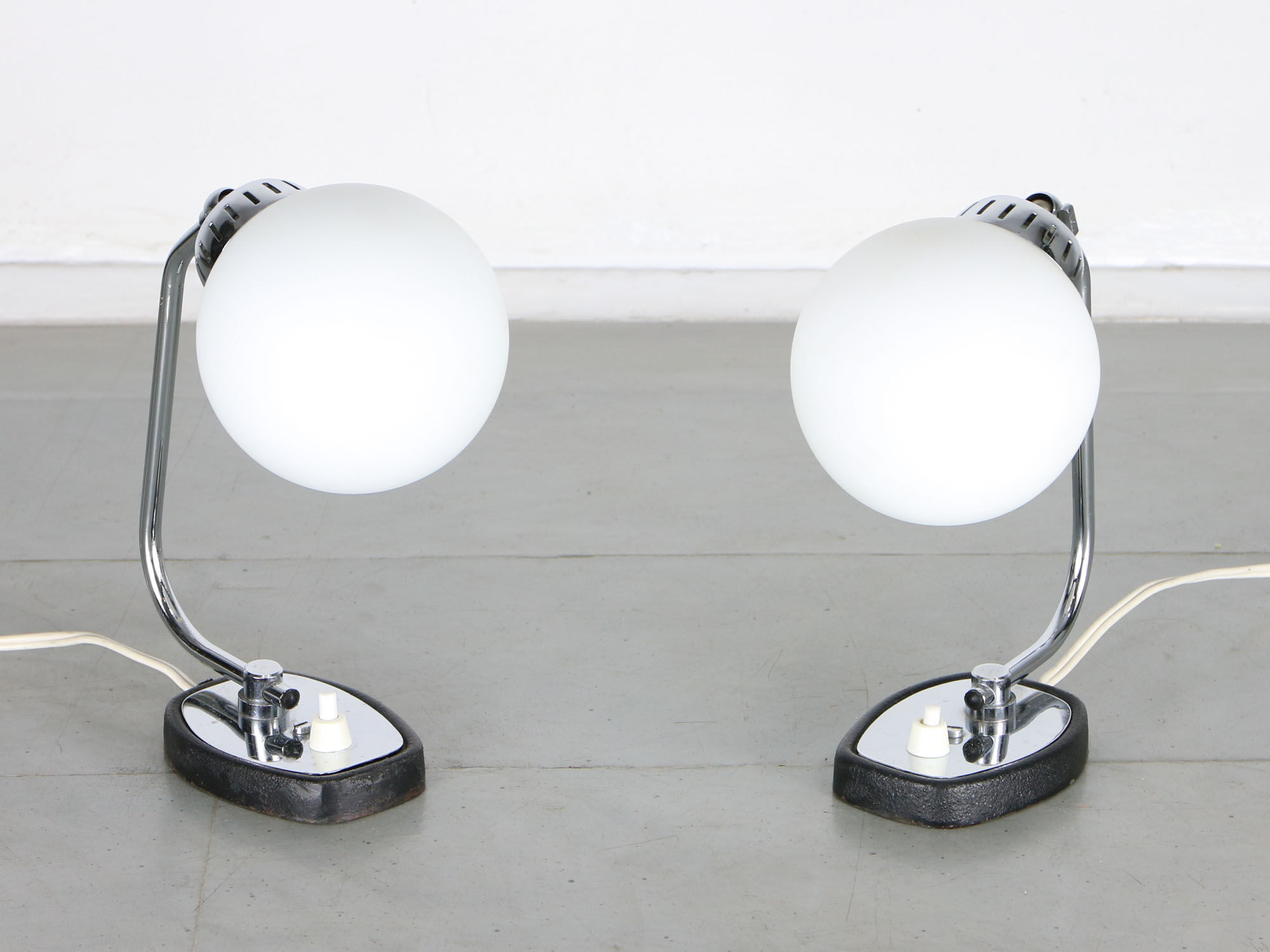 Vintage Italian Chrome Bedside/Table Lamps, set of 2