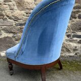 Toad armchair, blue velvet, vintage, 1950s