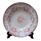 Assiette creuse Sarreguemines modèle Cérès décor fleurs rose Terre de Fer