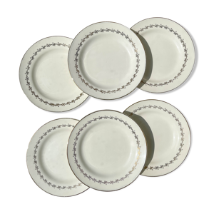 6 assiettes plates porcelaine - opaque