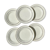 6 opaque porcelain dinner plates, Digoin model "Suzy"