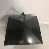 Old Black Metal Lantern hanging Vintage Opaque Glass