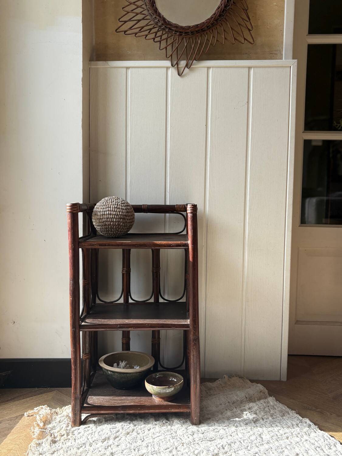 dark brown bamboo shelf