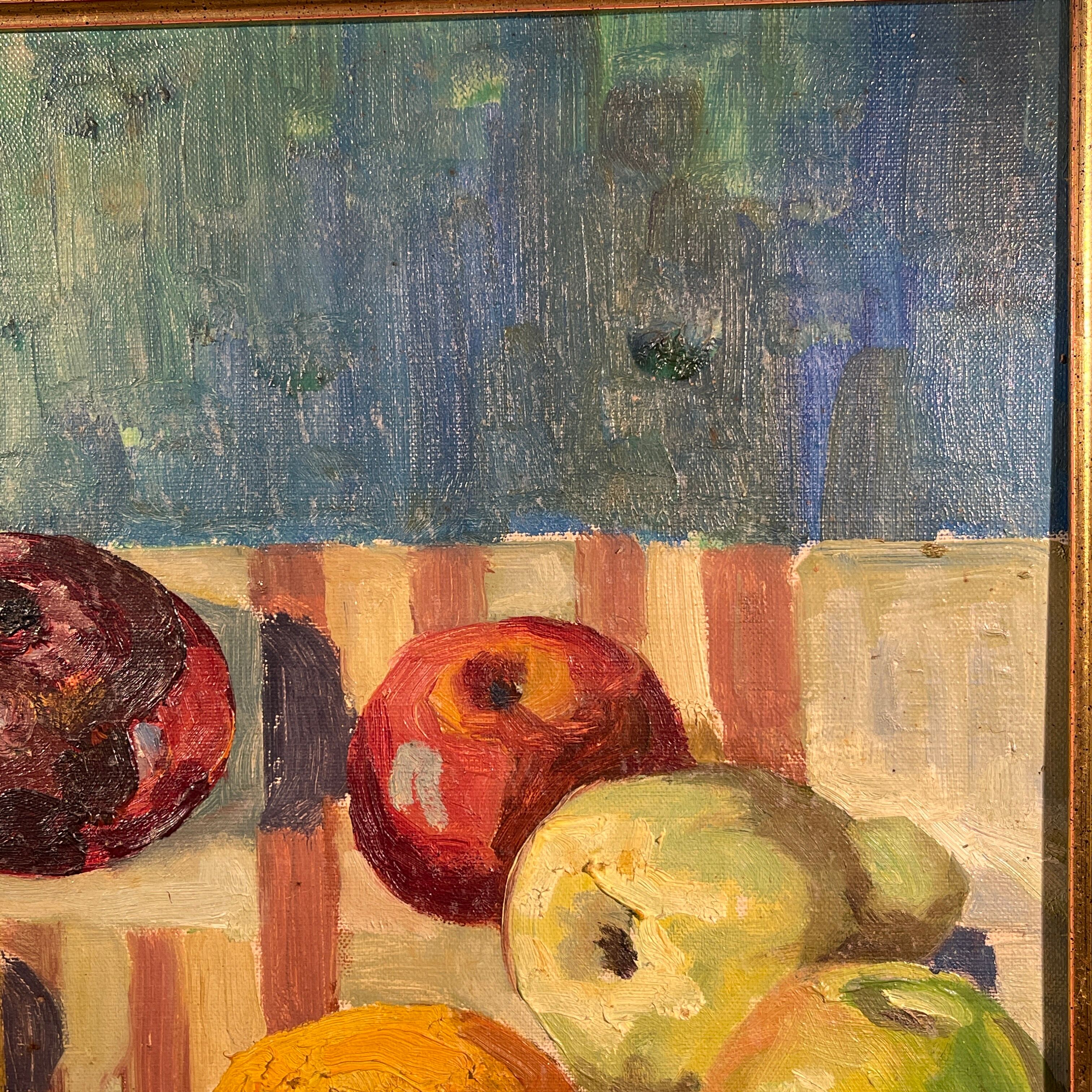 Tableau "Nature morte aux fruits" par Prosper Chalon, Huile sur Toile de 1952