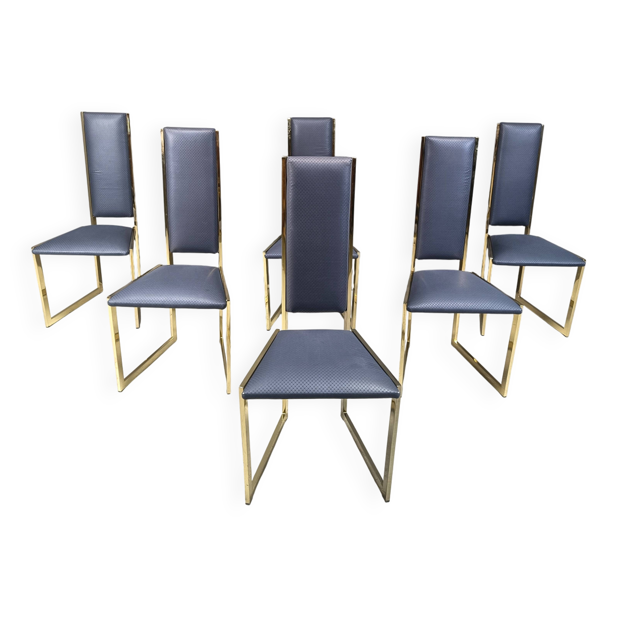 Vintage brass dining chairs set of  6 - 1970s