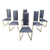 Vintage brass dining chairs set of  6 - 1970s