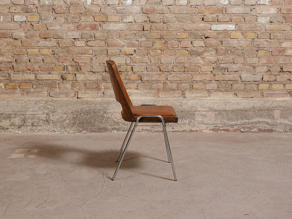 Jomain Baumann chairs, cognac leather seat, circa 1960