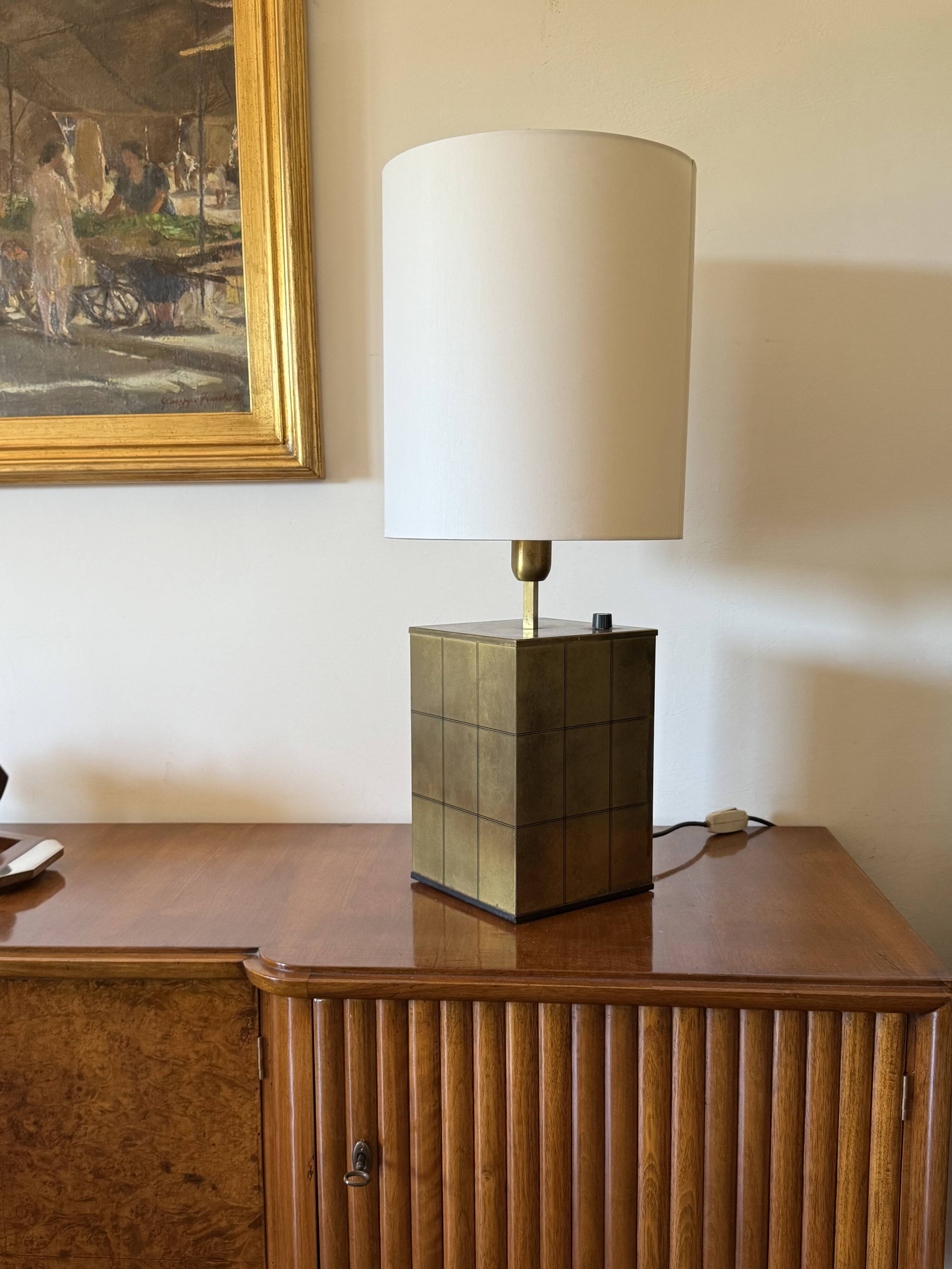 Hollywood regency brass table lamp base, Romeo Rega Italy, 1970s