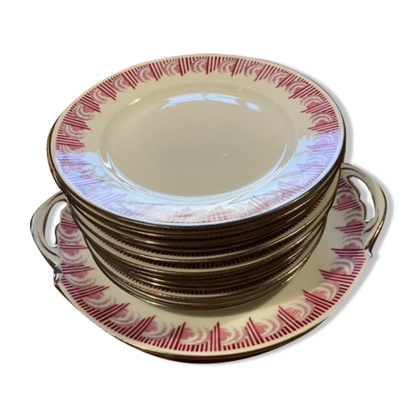 Service à dessert en porcelaine de Limoges Art Deco
