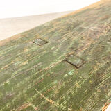 Green painted wooden farmhouse bench