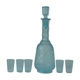 Carafe and 5 old blue glass liqueur glasses