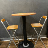 Set of high Ikea bistro table and its 2 stools