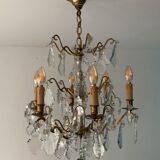 Bronze chandelier and crystal tassels, Louis XVI style