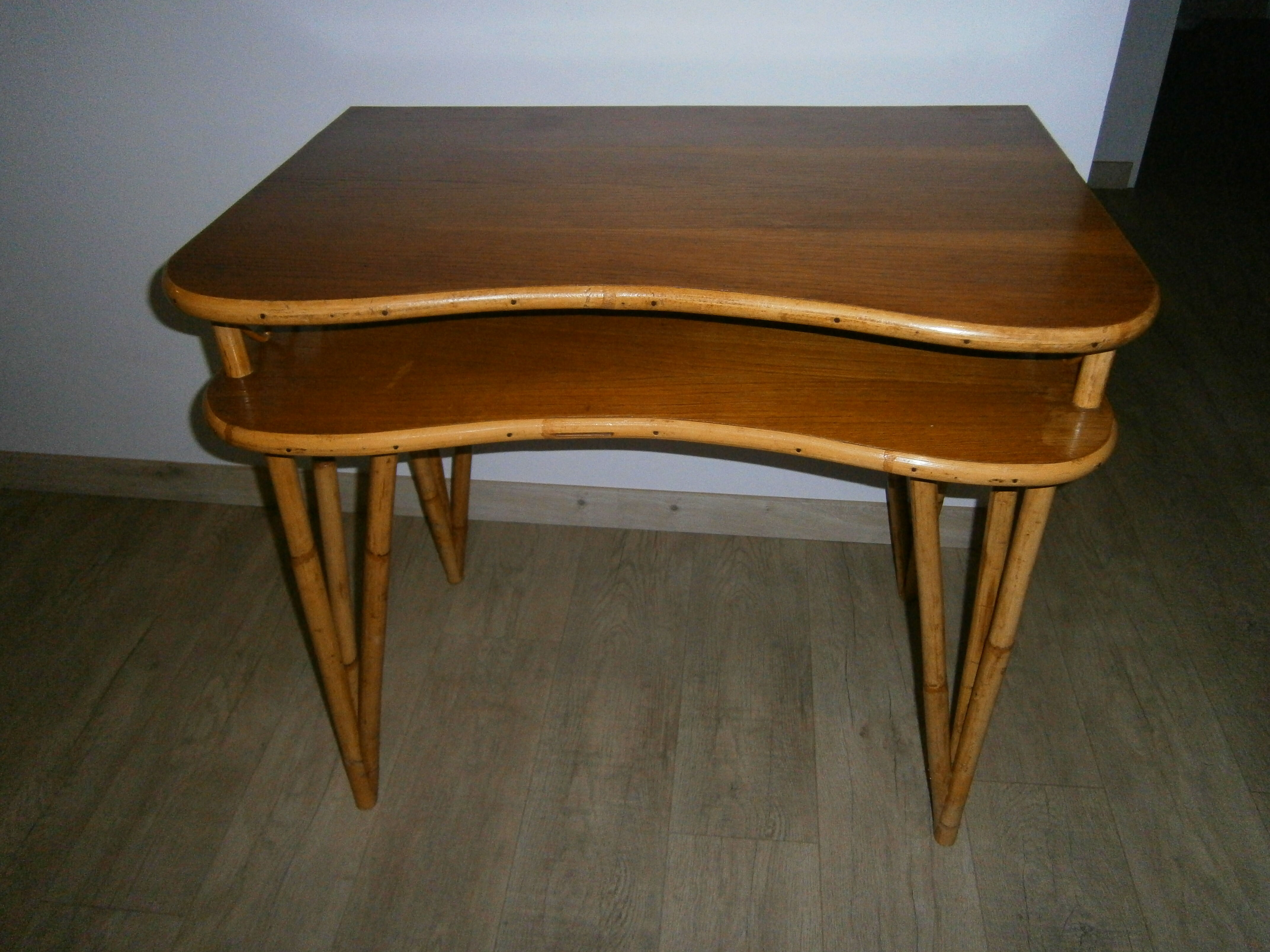 Rattan and wood desk
