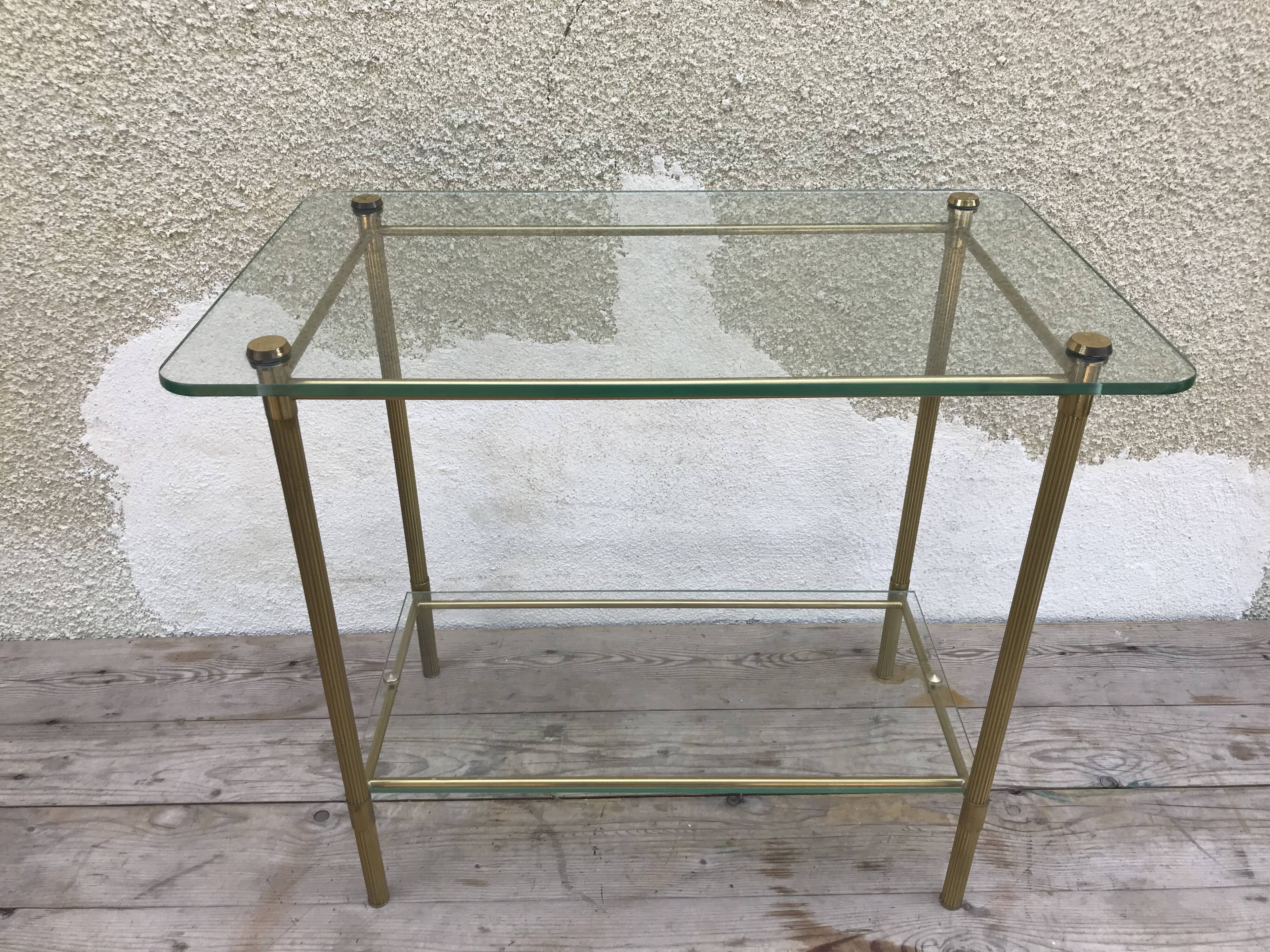 Coffee table brass and glass, 70s