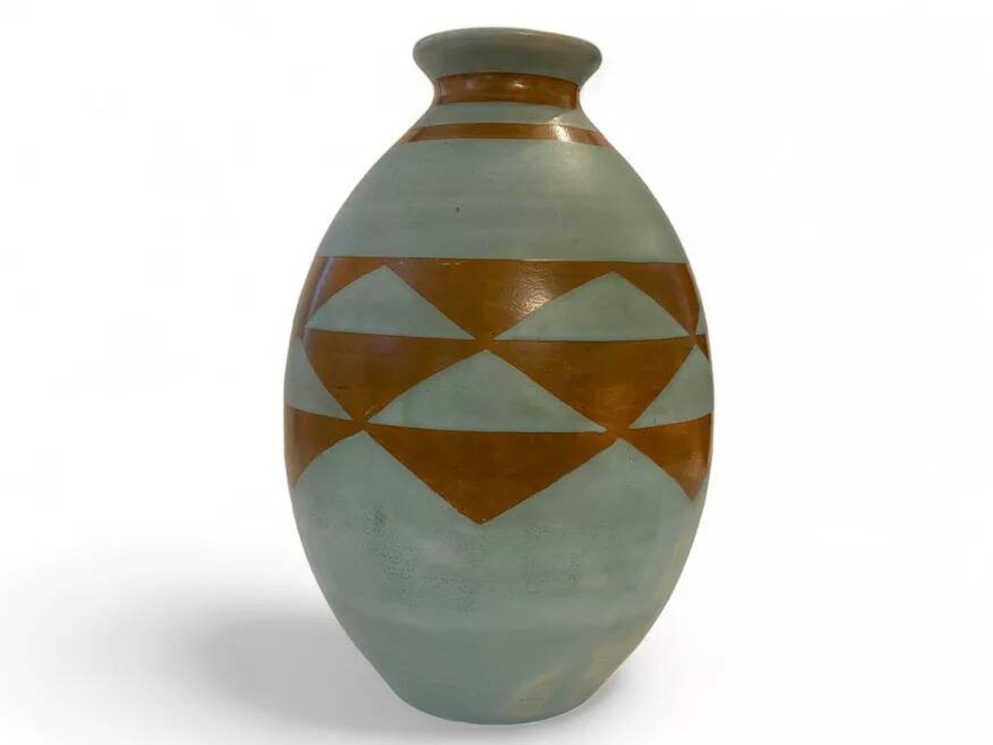 Boch Frères Keramis, Large Art-Deco Vase, Geometric Pattern.