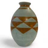 Boch Frères Keramis, Large Art-Deco Vase, Geometric Pattern.