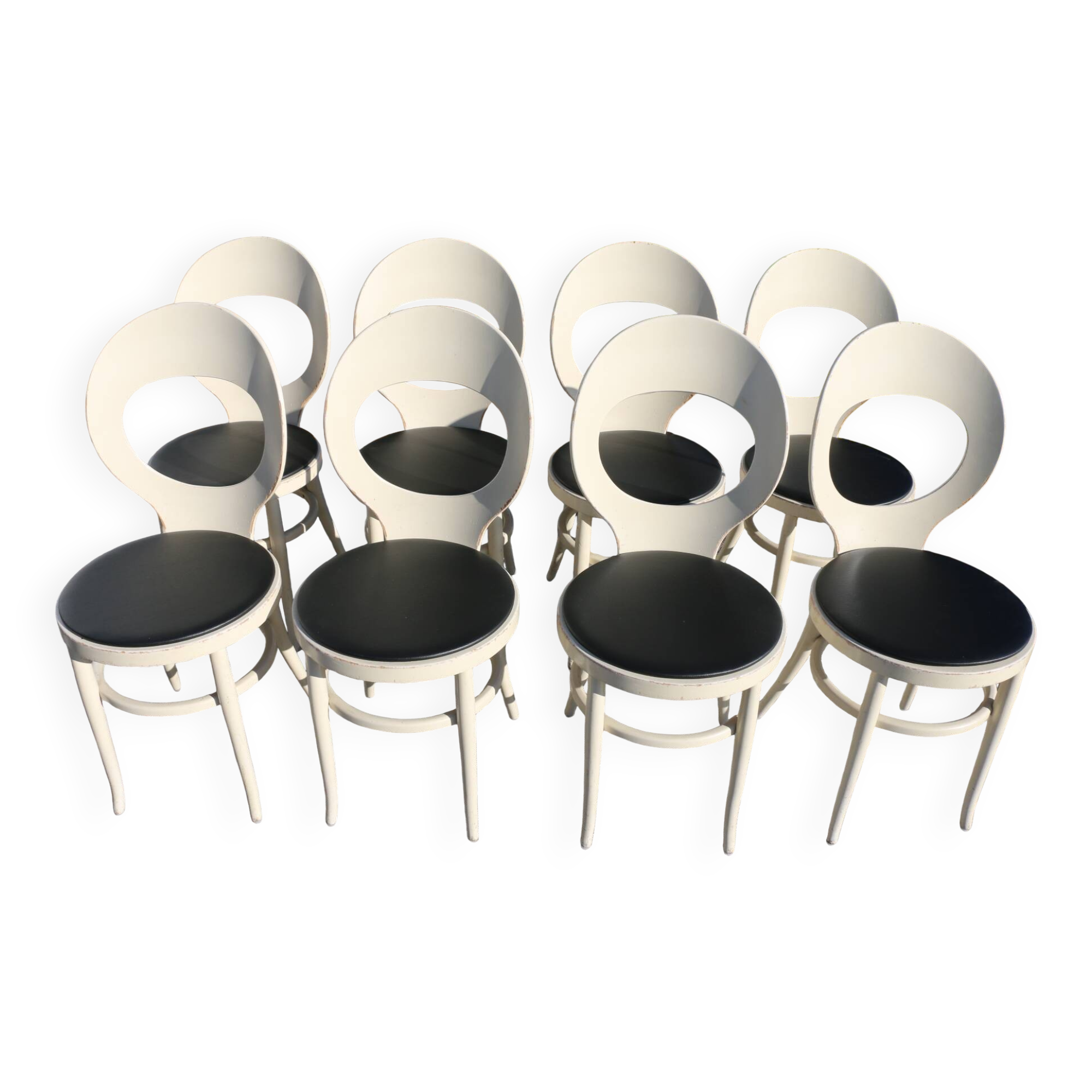 Chaise baumann mouette blanche skaï noir