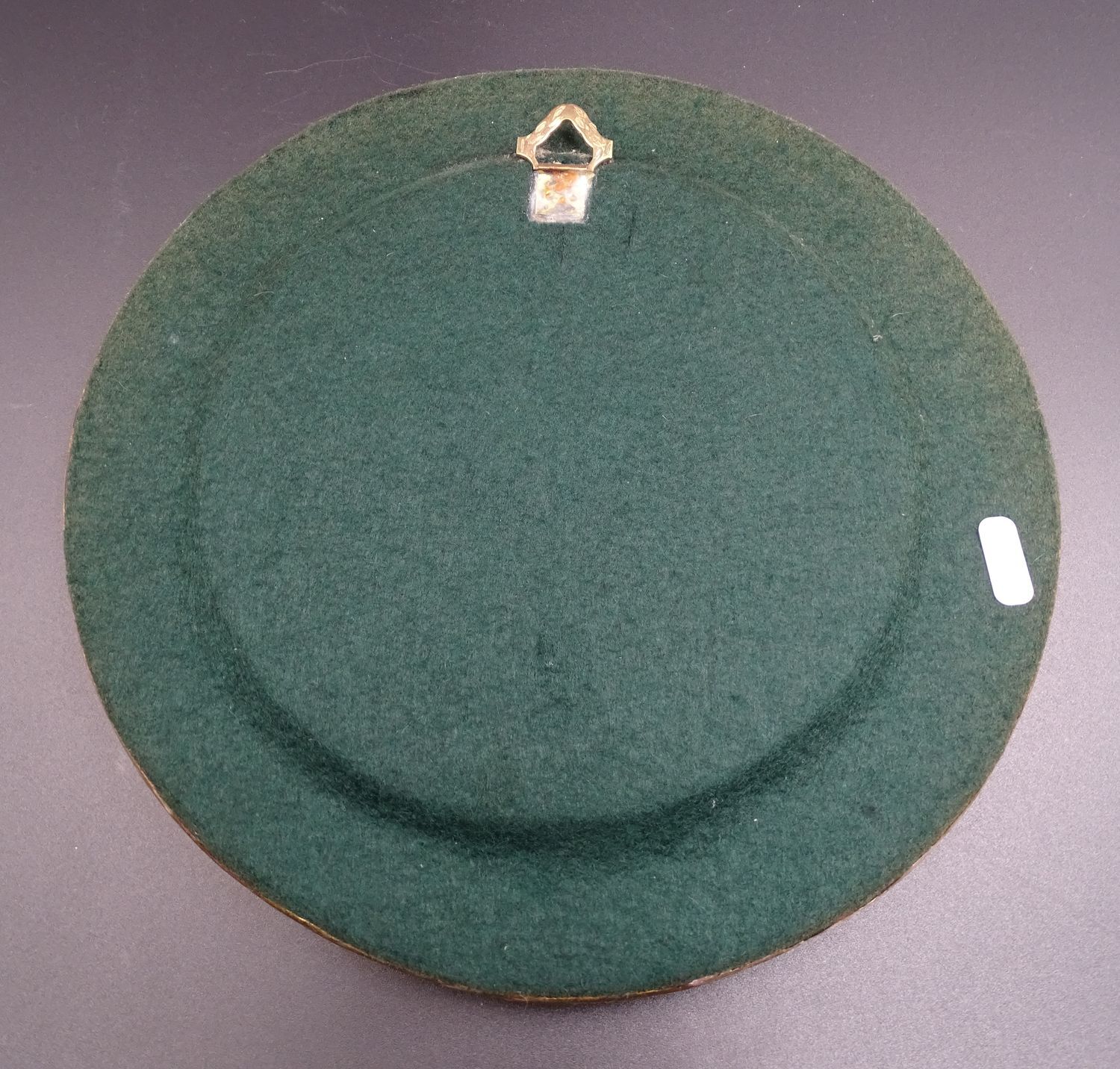 Small round mirror in earthenware- Cherry enamelled decoration - circa 1970