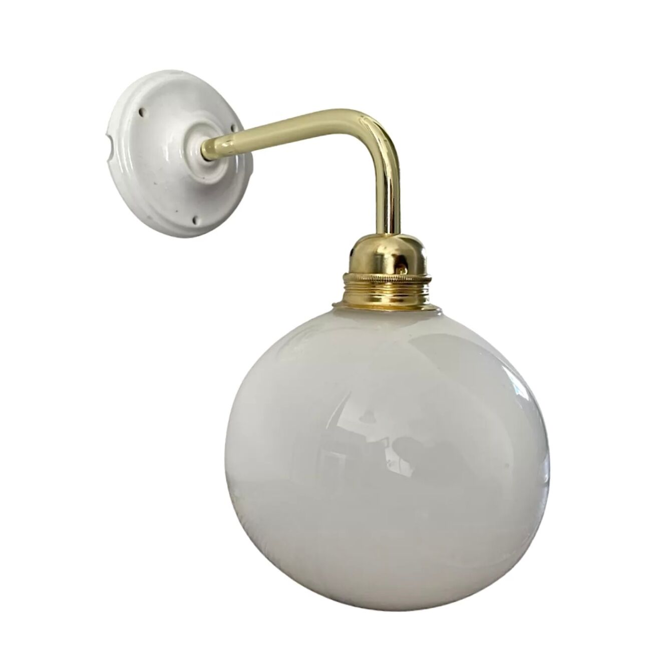 White opaline globe wall lamp