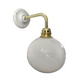 White opaline globe wall lamp