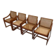 Vintage set of 4 dining chairs webbing beech wood design