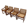 Ensemble vintage de 4 chaises de salle à manger en hêtre