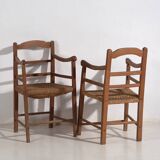 Two oak and rope armchairs, circa 1900
