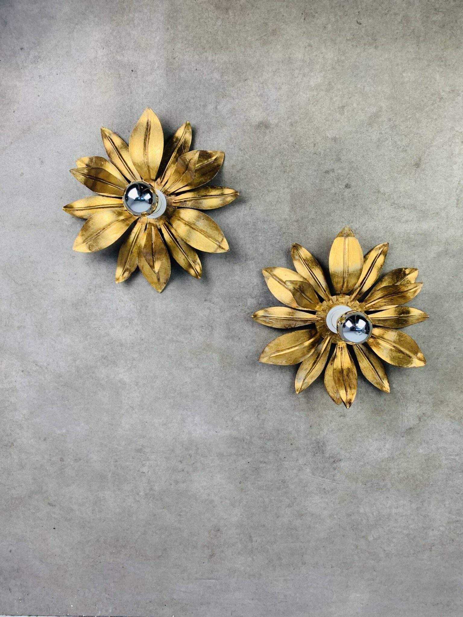 Pair of gilded Florentine wall sconces by SEP Light Firenze, Italy.