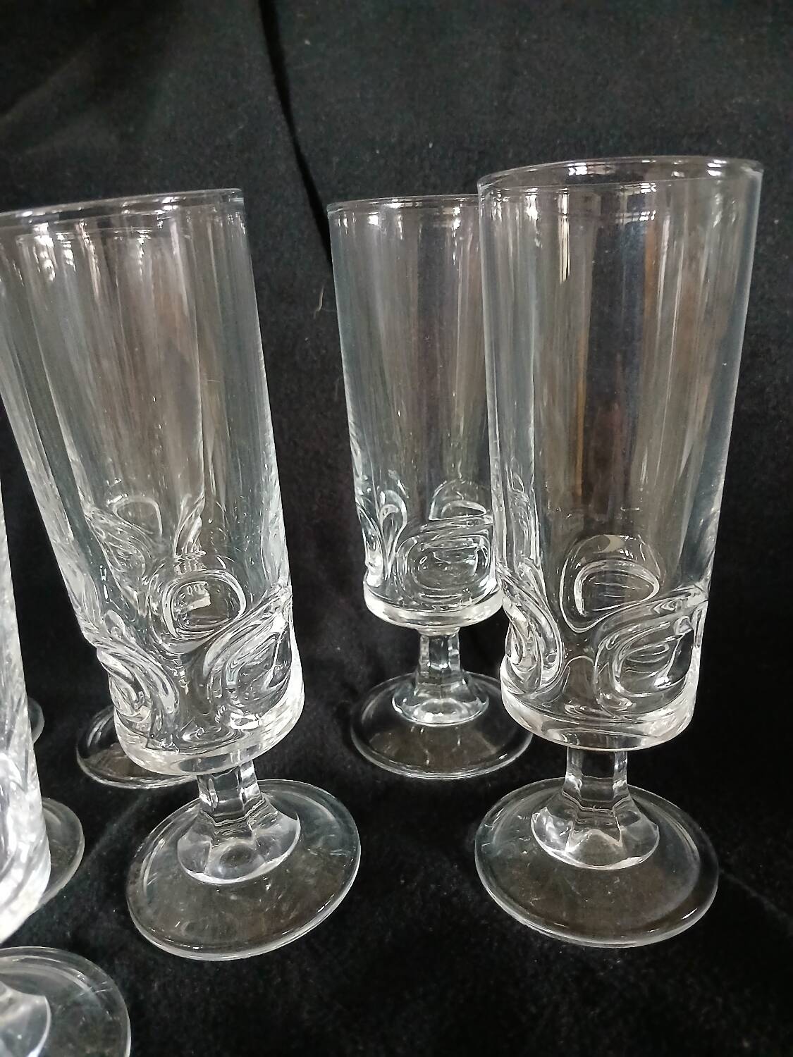 12 antique crystal champagne flutes