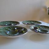 4 Vintage Barbotine Plates Artichoke Asparagus Table Decor Occasion