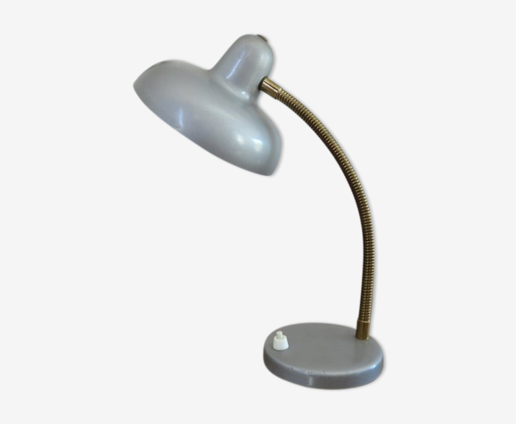 Lampe en métal gris argenté années 50 60