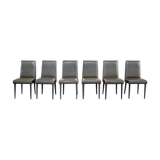 Set of eight chairs covered in vinyl, iron legs by Mobiltecnica Torino 1950s