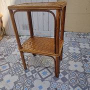 Desserte vintage en rotin tressé