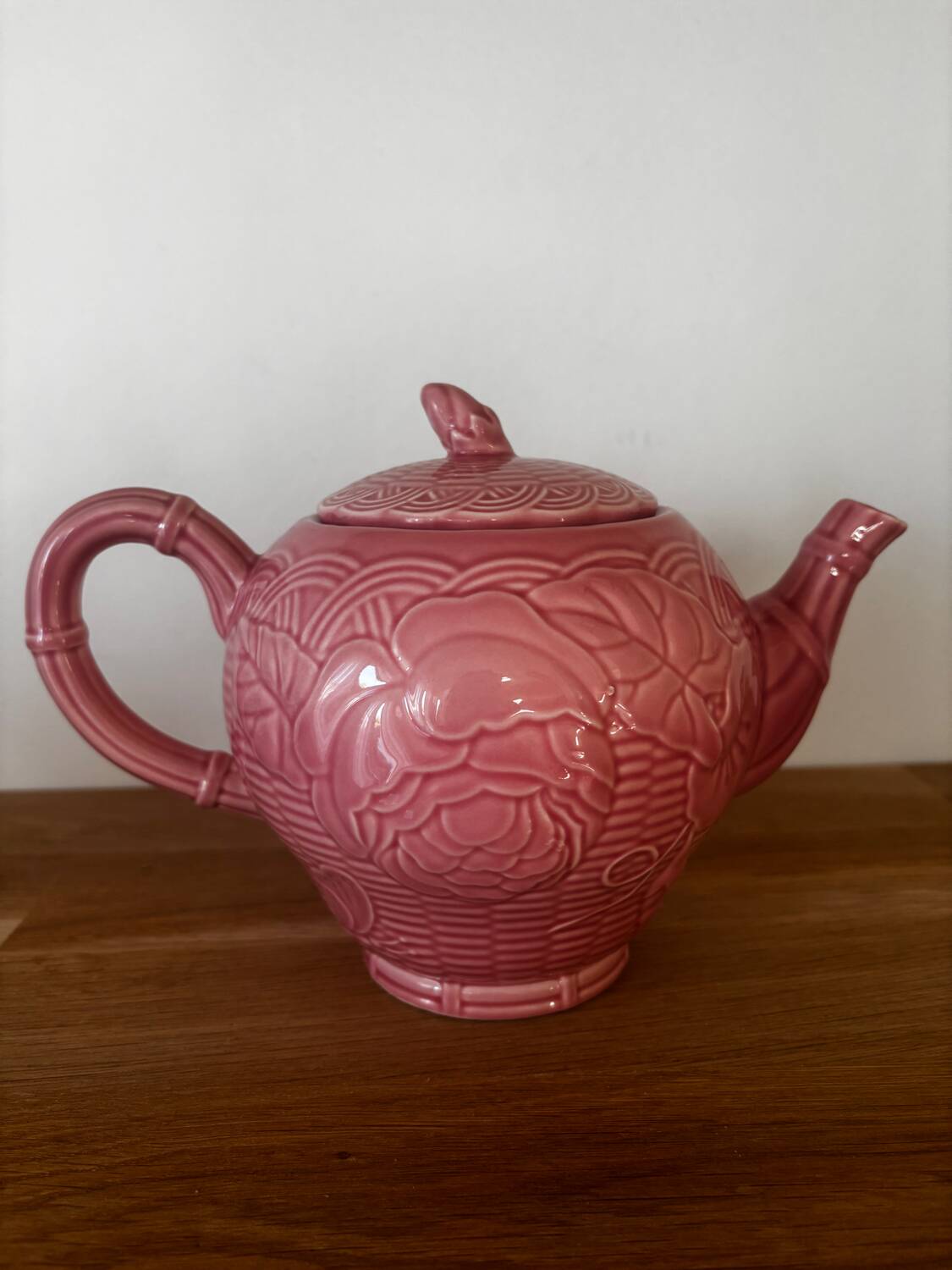 Pink floral slip teapot