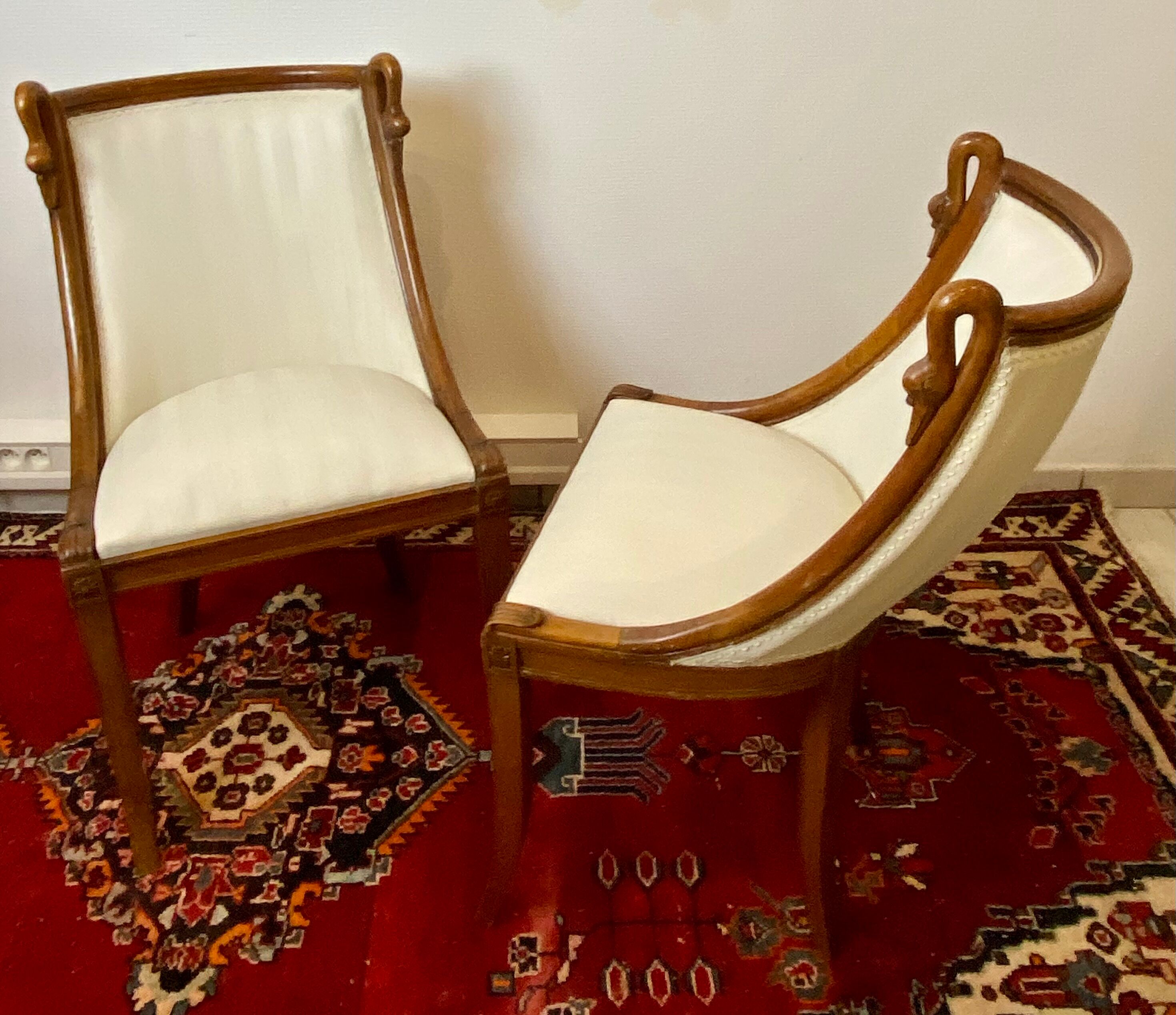 Pair of Chairs Rising Swan Collar Restoration Period