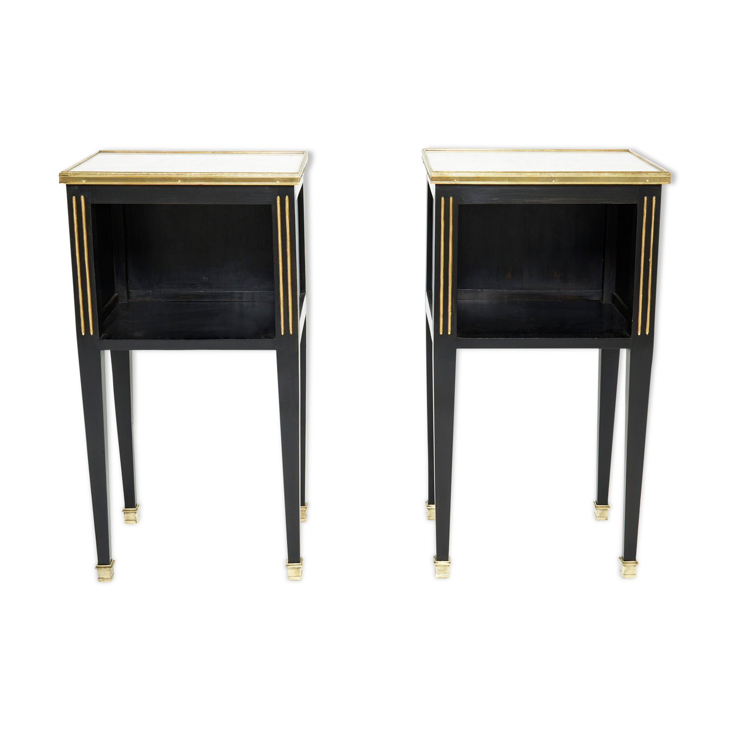 Pair of bedside tables brass brass marble House Jansen 1950