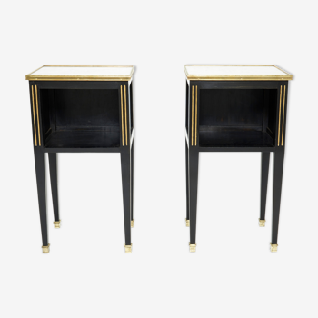Pair of bedside tables brass brass marble House Jansen 1950