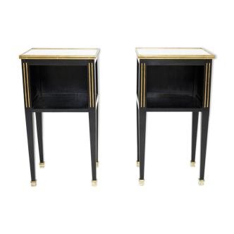 Pair of bedside tables brass brass marble House Jansen 1950