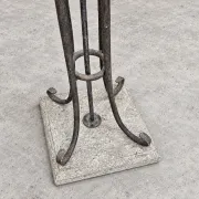 Neo classic forged floor lamp / metal shade / stone base / 1970s