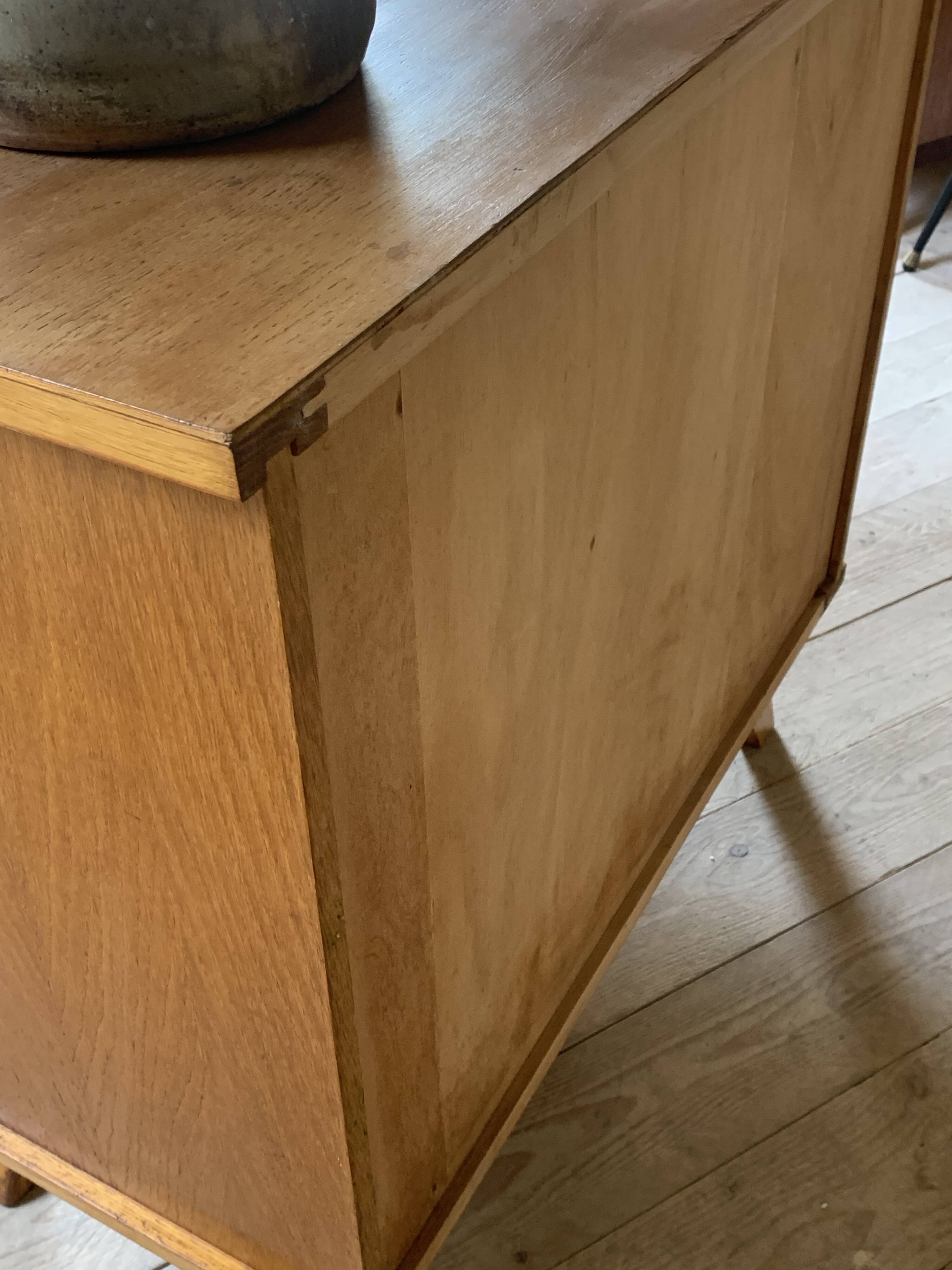 Vintage oak and rattan chest of drawers