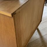 Vintage oak and rattan chest of drawers