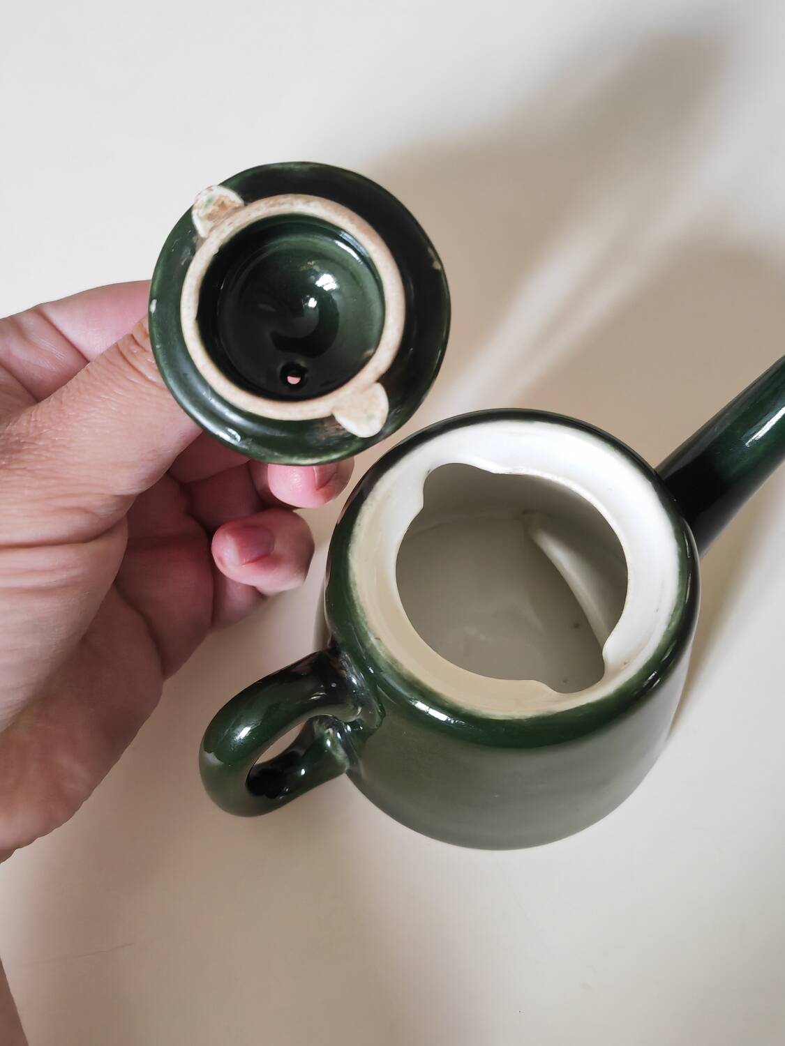 Théière de bistrot individuelle en porcelaine verte