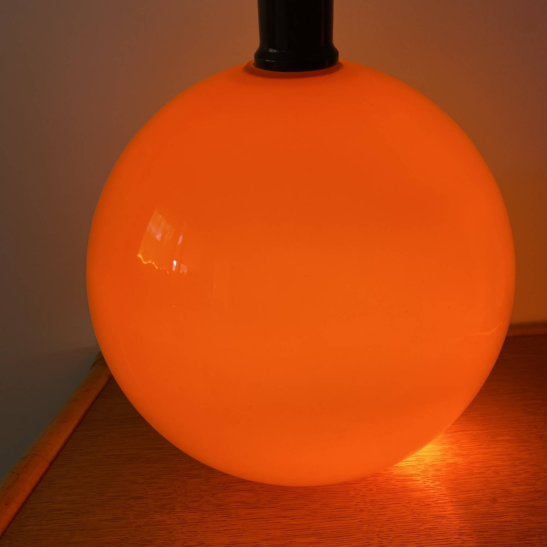 Vintage orange opaline pendant light, 1970s