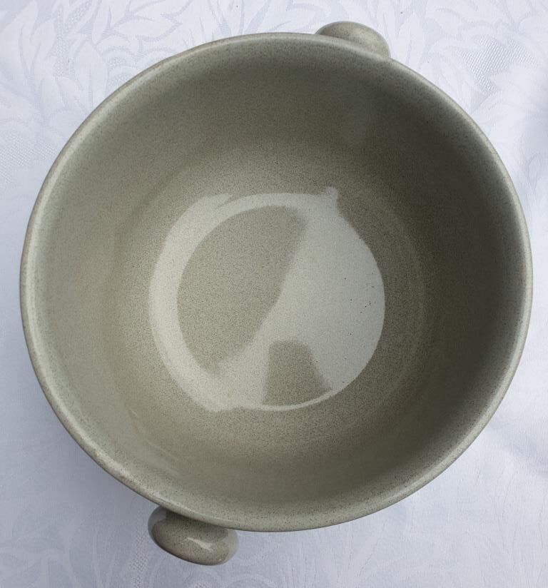 Soup or vinegar sarreguemines morzine 1970 gray floral decoration brown