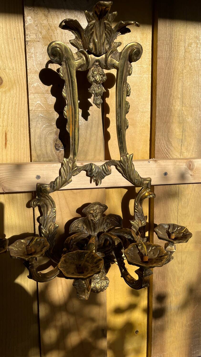 Pair of LXV style gilt bronze wall lights