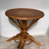 Table basse rotin et châtaignier