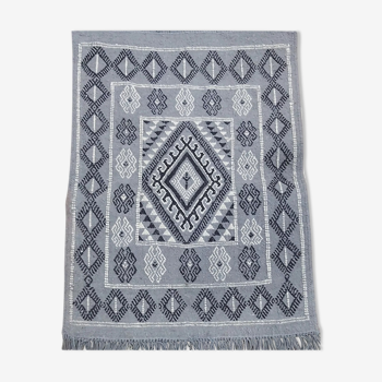 Tapis gris fait main en pure laine, 103x68 cm